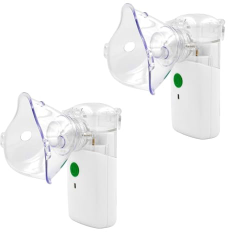 Inhalator,Inhalationsgerät tragbar Vernebler Set,Geräuscharmes Inhalator mit Mundstück,Inhalator Vernebler für Kinder und Erwachsene,Inhalator mit Mundstück，USB wiederaufladbar (2PCS)