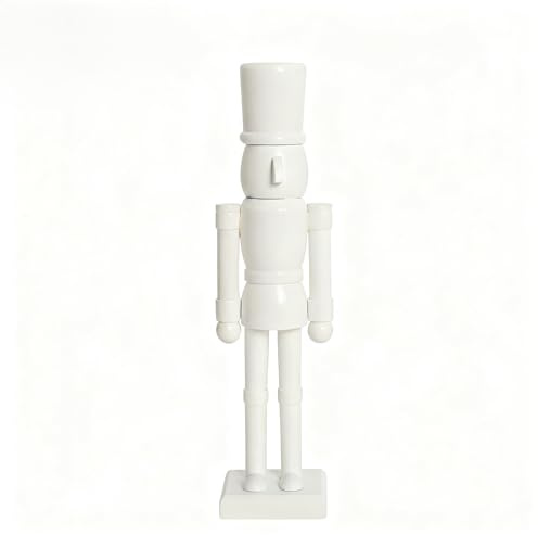 PE White Wooden Nutcracker Soldier Figurine - 12 Inch Unfinished Wood Christmas Decoration for Mantel, Tabletop, Shelf – Elegant DIY Holiday Decor & Gift (White, 30CM)