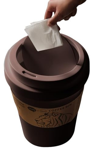 Qfdiwr Mini pattumiera, tazza da caffè con coperchio, coperchio a battente, grande capacità, per bagno, giardino, ufficio, cucina, camera da letto e spazi ristretti