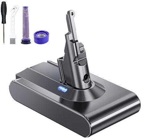 Batterie de rechange 5500 mAh pour Dyson SV10 V8 Absolute, compatible avec les aspirateurs Dyson V8 Absolute Animal Fluffy Motorhead avec 2 filtres et 1 pinceau
