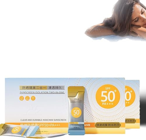 50 Stück Mini Sonnenschutz in Reisegröße, Sonnencreme reisegröße mit Lichtschutzfaktor 50+, Sunscreen Lotion mit UVA/UVB Schutz, Sonnenschutzmittel Schweißresistente & Extra Wasserfeste (2)