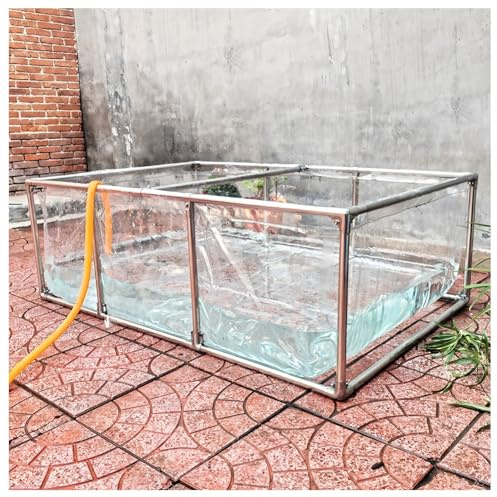 Zfmnoyev Koiteichbecken Mit PVC-Rahmen Für Den Außenbereich Aquarium-Teichbecken Für Den Garten Mit Transparenter Sichtscheibe Oberirdisches Temporäres Wasserbecken Mit Stahlrahmen(1x1x0.6 m)