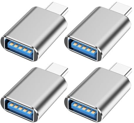 Wemoralix USB C to USB Adapter 4 Pack Type C Male to USB 3.0 Female Converter, USBC to USBAdapter, Compatible with Laptops, Tablets, Phones,Grey