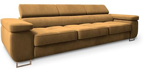 Masseno Sofa MOSINE mit Schlaffunktion, Sofa mit Bettkasten, Wohnzimmersofa, Couch, Soffa, Bettsofa, Couchgarnitur- Gelb, Monolith 48
