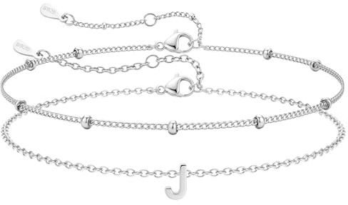 J.Fée Armband Damen Gold und Armband Silber 925,Personalisiertes 14K Gold Vergoldetes Armbänder Mit Buchstaben A-Z, Damen Schmuck Geschenke für Frauen Mama Freundin Mädchen