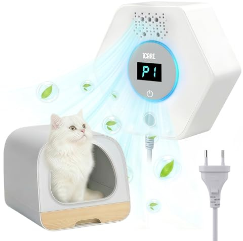 Katzenstreu Geruchsbeseitiger, Ozon & Negative Ion Cat Odor Eliminator | Sensor Monitor, Katzentoiletten Desodorierer mit 3 Licht Modi, Lufterfrischer, Effektiver Luftreiniger Für Haustiergerüche