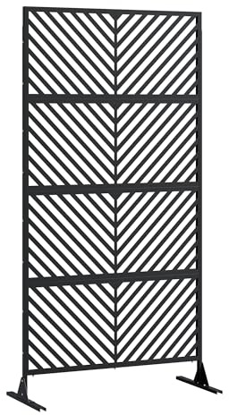 Garvee Paravent d'intimité Robuste en métal pour externeérieur – Panneau décoratif résistant à la Rouille, autoportant avec Base Stable – Idéal terrasse, Balcon, Jardin – Lot de 4 – Noir, 90×180cm