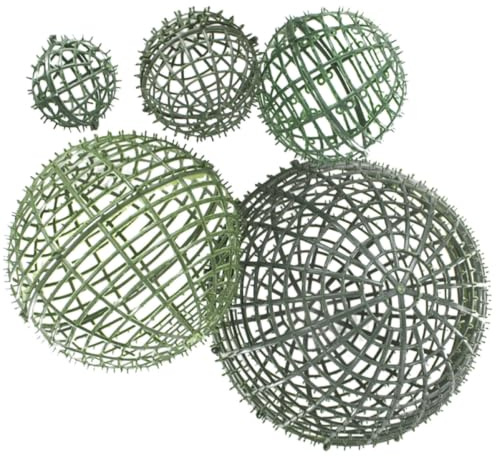 FELTECHELECTR Blumenregal Halterkäfig 5 Stück 5–25cm Kunststoff Grün | Buchsbaum Kugel, Pflanzenkugel Stützkäfig, Künstliche Pflanzenkugelrahmen, Blumenstützstäbe
