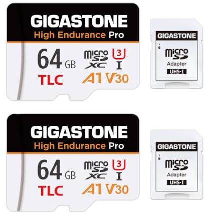 【5 Yrs Free Data Recovery】【Dash Cam】 GIGASTONE 64GB Micro SD Card 2-Pack, TLC High Endurance Pro, Speed Up to 95MB/s, Compatible with REDTIGER Rove VIOFO VANTRUE PRUVEEO, MicroSDXC UHS-I A1 V30 U3
