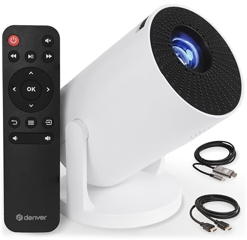 DENVER PR-1500 Mini Beamer, LED Projektor mit 120 ANSI Lumen, Unterstützt HD 720p, HDMI, USB & Bluetooth, Tragbarer Heimkino Projektor bis 120 Zoll, Kompakter Video Projektor für Filme & Gaming | Bluetooth HDMI USB, bis 120 Zoll Bildgröße, 180° drehbarer Kopf, klein & tragbar, für Wohnzimmer Schlafzimmer Camping