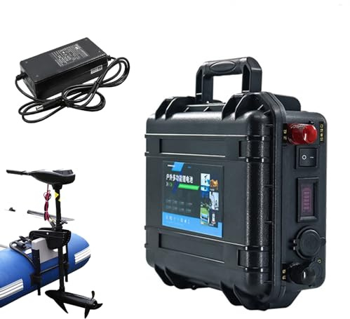 JHKJ 12V 60Ah 100Ah 150Ah 200Ah Outdoor Thruster Lithium Battery 12 Volt Rechargeable Electric Fishing Boat Batteries for 12V Propeller Marine Propulsion Battery with Charger,12V 100Ah