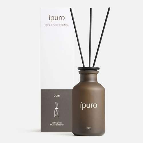 ipuro Classic Raumduft mit Stäbchen CUIR 240ml - Raumerfrischer mit Zitrusnoten, Vanille, Leder & dunklen Hölzer Duft - Diffuser mit Stäbchen - Sinnlicher Lufterfrischer für die Wohnung