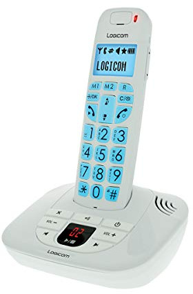 Logicom Confort 155T Téléphone fixe Sans Fil avec Répondeur Blanc