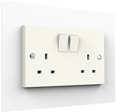 Displaypro Single, Double Light Switch Surround Acrylic Finger Plate Panel Plug Socket (White - Double)