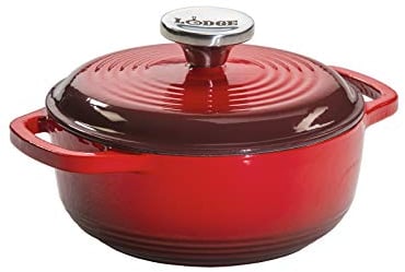 Lodge 1.42 litre / 1.5 quart Cast Iron/Porcelain Enamel Dutch Oven/Casserole Dish, Red