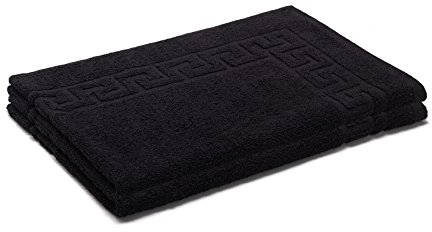 AR Line 2er Set Duschvorleger – Badematten 50 x 70 cm, 100% Baumwolle, 700 g/m², Weich & Saugstark, Farbe: Schwarz