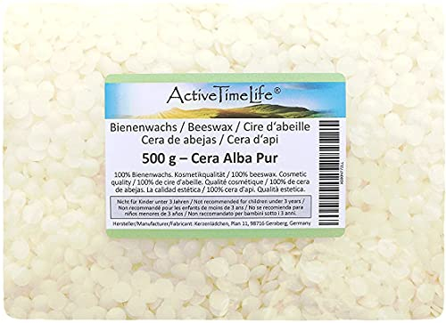 ActiveTimeLife® Bienenwachs Pastillen Bio weiß | Premium | 500 g ideal für Kosmetik Kerzen Cremes Salben Seifen Wachstücher - Nachfüllpack