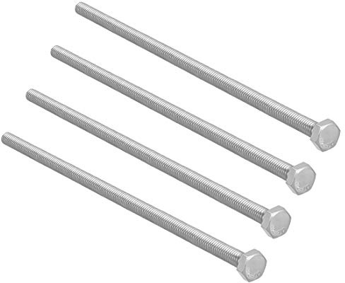 sourcing map Lot de 4 boulons hexagonaux M6–1 x 140 mm UNC à tête hexagonale en acier inoxydable A2–70 (304) entièrement filetés