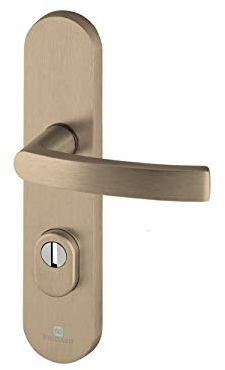 Bricard 9900191 Ensemble de Poignées Blindées sur Plaque Essential Béquille + Béquille pour Porte d’entrée (pour Cylindre Européen), coloris Ambre