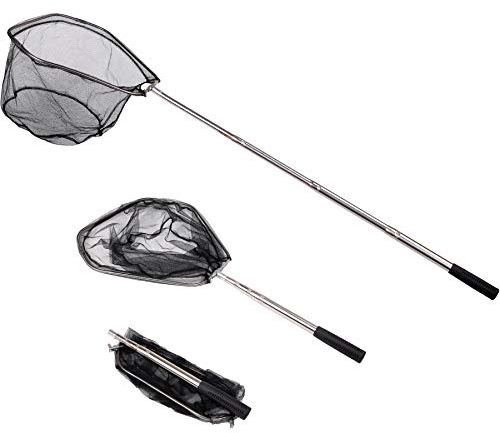 RESTCLOUD Fishing Landing Net with Telescoping Pole Handle Extends to 48 Inches