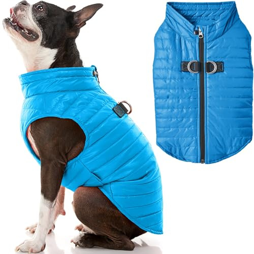 GOOBY Puffer Vest Dog Jacket - Blue, Medium - Ultra Thin Zip Up Wind Breaker with Dual D Ring Leash - Water Resistant Small Dog Sweater Coat - Dog Clothes for Small Dogs Boy or Medium Dogs | Ultra-light windbreaker; Water-resistant nylon shell; Insulated warmth; Dual D-ring leash; Snap + zipper guard