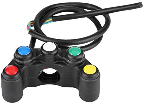 pulsantiera moto + Interruttore 5 in 1 per manubrio moto universale 22 mm con ritorno automatico autobloccante Eadlight Interruttore fendinebbia fendinebbia per fendinebbia freno pericoloso