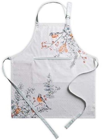 Maison d'Hermine Weißlich Shabby Chique 100% Baumwolle 1-teilige Küchen-Kochschürze mit verstellbarem Hals und versteckter Mitteltasche für Damen und Herren | Thanksgiving/Weihnachten (70cm x 85cm)