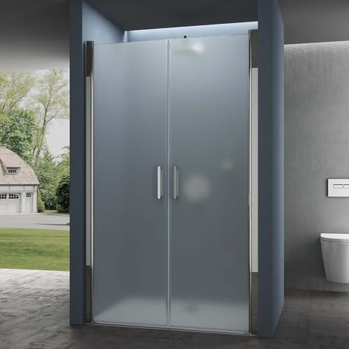 doporro Box Doccia 90x195cm, Box Doccia a Nicchia con Porta Doppia con Meccanismo di Sollevamento e Abbassamento Cabina Bagno in Vetro di Sicurezza Smerigliato 6mm Teramo24VS
