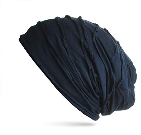 stylx Beanie Mütze mit Totenkopf Print im Destroyed Vintage Look, Slouch Longbeanie, Unisex (B01)