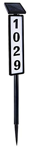 FORUP Solar Lighted House Address Numbers Sign, Solar Powered House Numbers Light, LED Illuminated Outdoor Address Plaque for Home Yard Garden House
