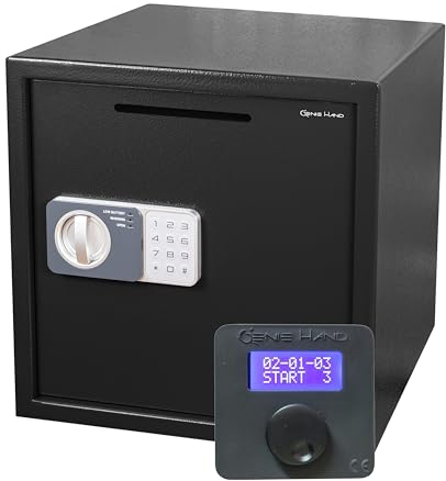 Genie Hand – Tresor mit Zeitschloss – B-Schloss – Anti-Bounce-Technologie (Groß mit Einwurfschlitz)