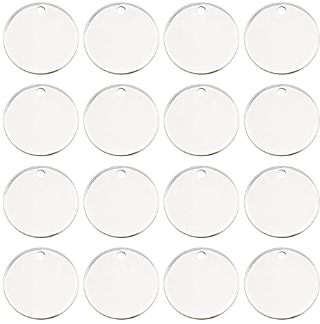 PH PandaHall 60pcs 15mm Colgantes de estampación redondos planos colgantes de acero inoxidable para la fabricación de joyas, color acero inoxidable