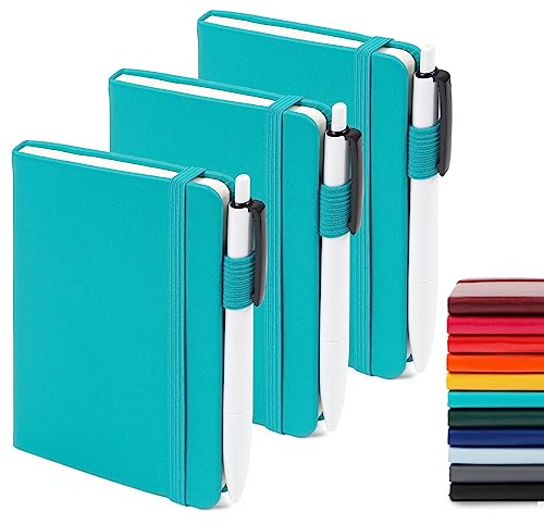 feela Notizbuch A6, 3 Stück Notizbücher Set, Journale Buch Bulk mit 3 Gelstiften schwarz, 80 GSM, 112 Seiten, 8,89x13,97cm, Mini Notizblock Set geeignet für Büro und Schule, smaragdes Notizheft
