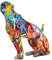 Casablanca Deko Figur Skulptur Gepard - Moderne Tierfigur aus Kunstharz im Street Art Graffiti Design - Dekoratin Wohnzimmer - Mehrfarbig Höhe 33 cm