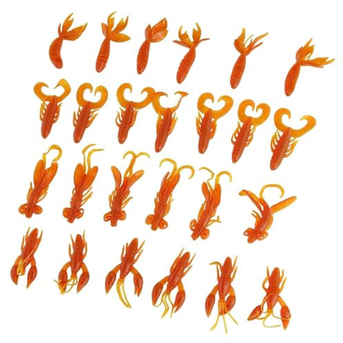 25Pcs Esca per la Pesca di Gamberi, Esche Artificiali Morbida da Pesca di Gamberi in Silicone Esca per Aragosta Swimbait Accessori Kit per Acqua Dolce e Salata all'Aperto (Arancia)