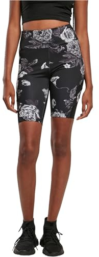 Urban Classics Damen Ladies High Waist Tech Mesh AOP Cycle Shorts darkflower, 5XL