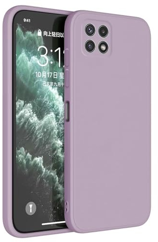 Topme Coque pour Samsung Galaxy A22 5G (6.6 inches) Etui Housse, Protecteur de Peau en Silicone TPU - Herbe Violette