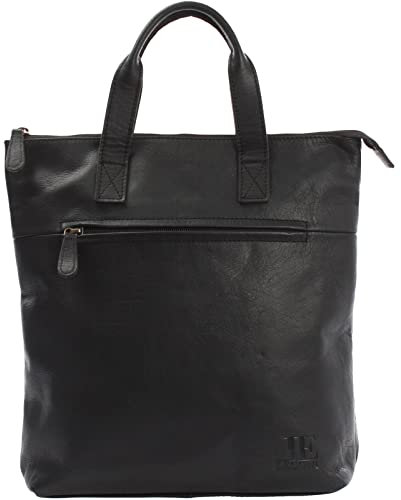 LECONI Rucksack bequemer Lederrucksack praktischer Freizeitrucksack City Stadt Damen und Herren aus Leder 31x33x10cm schwarz LE1031-buf