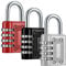 3 Pcs 4 Digit Combination Padlocks Lock, Heavy Duty Metal Padlocks with Code Waterproof for Outdoor Gate Shed School Gym Locker Combination Padlock, Black/Silver/Red