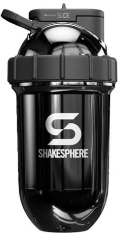 SHAKESPHERE 24oz Stainless Steel Protein Shaker, Insulated, Mirrored Black