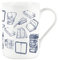 Purely Home Vintage Hobbies Range - Books and Reading Themed Mug - Fine Bone China Style White Mug Coffee/Tea Gift