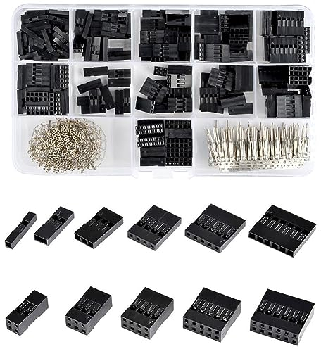 Bestgle 620pcs 2.54mm Dupon Connector Kit 1/2/3/4/5/6-Pin Male and Female Connector Crimp Pins Kit