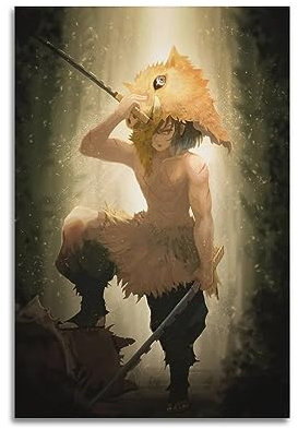 VZRSQZK Demon Killer Inosuke Animationsposter, dekoratives Gemälde, Leinwand-Wandposter und Kunstdruck, modernes Familienschlafzimmer-Dekor-Poster, 20 x 30 cm