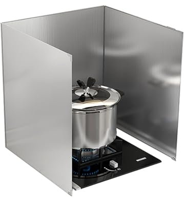 Tauzveok Spritzschutz Herd Edelstahl, Faltbar Spritzschutz Küchenrückwand, Mit Antihaftbeschichtung, Für Herdplatte, Friteuse,3 fold,50 * 50 * 50cm