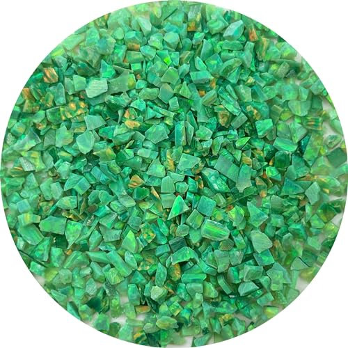 Gryrigns Crushed Created Opal Stone for Wood Inlay Resin Craft Jewelry Making DIY (Kiwi Green, 2 Gramm)