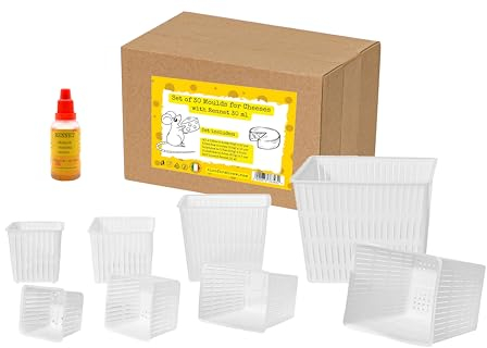 AlcoFermBrew Lot de 30 moules à fromage - Moule à fromage carré, Moule à fromage en plastique pour fromage à pâte molle, Présure