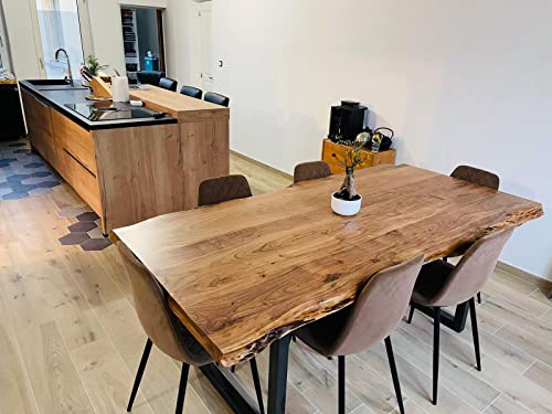 Simo Möbel Esstisch Akazie Massivholz Baumkante [140/160/180/200/220/240/] (220x100)