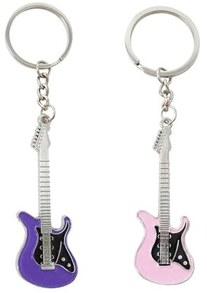 Porte - Clés Guitare, Porte - Clés pour Guitare Électrique, Porte-Clés Créatif En forme D'instrument de Musique, Pour Décoration de Cadeau, Cadeaux de Noël, Rose Violette