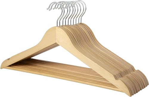 KARAN IMPEX Kleiderbügel aus Holz, 44 cm, naturfarben, 10 Stück