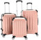 LEADZM Koffer Set 3 Teilig, Reisekoffer Set, Kofferset mit 4 Rollen und Zahlenschloss, Handgepäck, ABS Koffer Qrganizer, Teleskopgriff (Style 1, Rosegold)